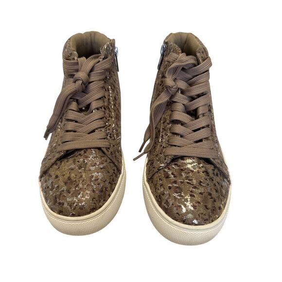 Corky's Hey Girl Imagine Metallic Leopard Print Lace Up High Top Sneaker Sz8 - Picture 2 of 10